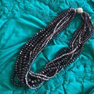 Back & gray sparkly multistrand statement necklace